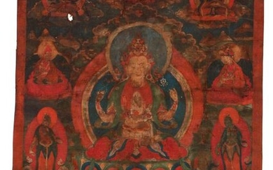 Tibetan Thangka Avalokiteshvara Chaturbhuja