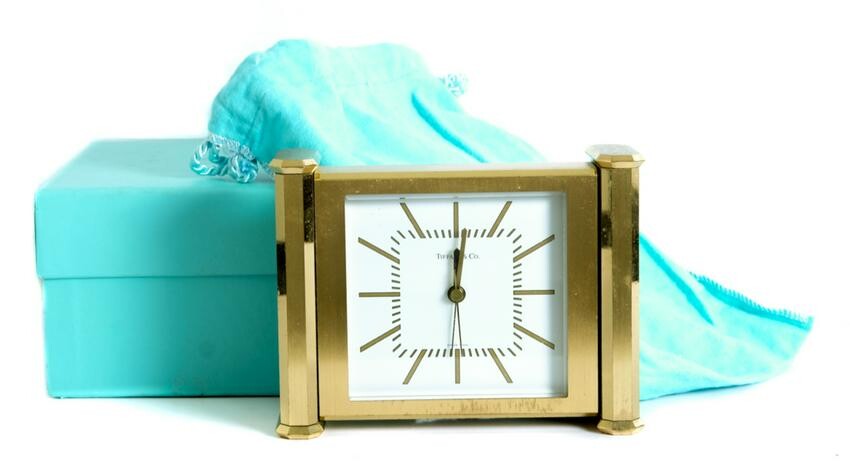 Tiffany & Co. Swiss Brass Alarm Desk Clock