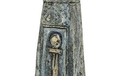 Troika St Ives pottery coffin vase hand painted and incised ...