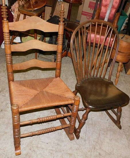 Two Antique Walnut Rocking Chairs
