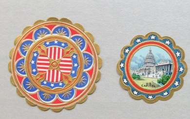 Two Embossed Patriotic Paper Seals, 1890s