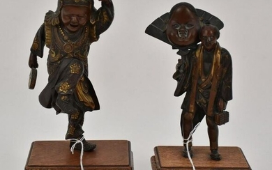 Two Japanese Bronze Meiji Period Figures - Each figural