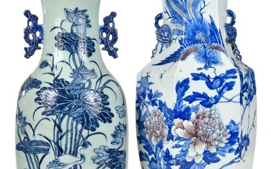 Two Large Chinese Blue and White Vases