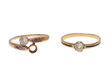 Two diamonds you and me rings, early 20th Century.