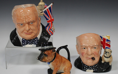 Two large Royal Doulton Winston Churchill character jugs, comprising Jug of the Year 2009, D7298, an