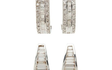 Two pairs of diamond set earrings