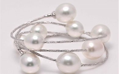 UNITED PEARL - 18 kt. White Gold - 10x12mm South Sea Pearls - Bracelet
