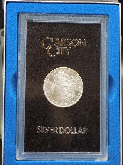 Uncirculated 1883 Carson City GSA Morgan silver dollar