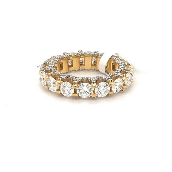 Unique Floating Diamond Eternity Band on Yellow Gold