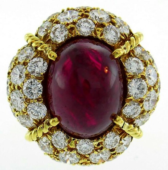 VAN CLEEF & ARPELS Burmese Ruby Diamond Gold RING 1985