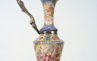 VIENNESE SILVER GILT AND ENAMELLED EWER