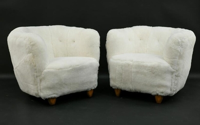 VIGGO BOESEN STYLE EASY CHAIRS IN LAMBSWOOL