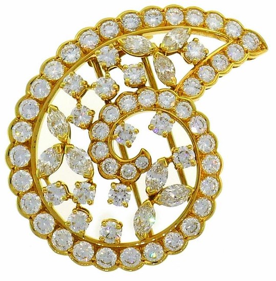 Van Cleef & Arpels Diamond Yellow Gold BROOCH Pin Clip