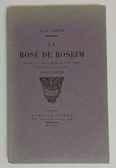 Variot, Jean. La Rose de Roseim, Ornée... - Lot 117 - Villanfray & Associés