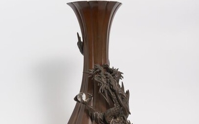Vase (1) - Bronze, crystal ball - Genryusai Seiya “源龍斎誠谷” - Bronze dragon with crystal ball - Japan - Meiji period (1868-1912)