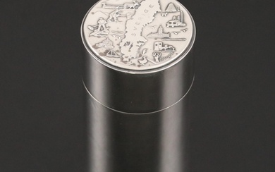 Vera Ferngren Modernist Map of Sweden Sterling Silver Souvenir Box, 1960