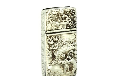 Vesta case, Antique Victorian Double Vesta Case- .925 silver - Frederick Marson - Birmingham - England - 1867