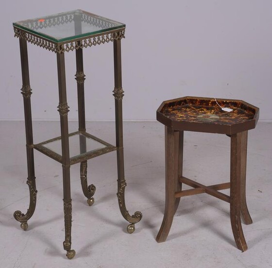 Victorian style metal and glass 2-tier pedestal