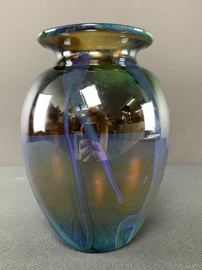 Vintage Blown Art Glass Vase Signed Newcomb