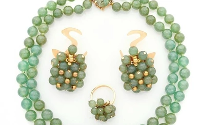 Vintage Jade, Aventurine, 14k Jewelry Suite