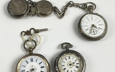 Vintage Lot Of Sterling & 800 Silver Pocket Watches