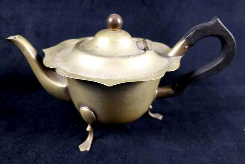 Vintage Small Size Footed Copper Teapot