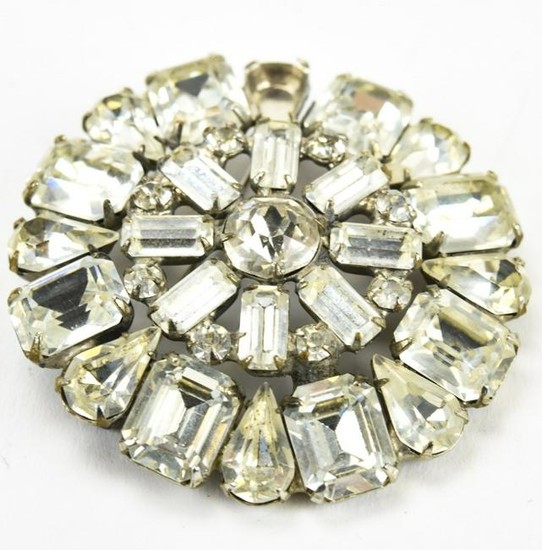 Vintage Weiss Circular Rhinestone Crystal Brooch
