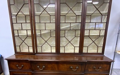 Vintage Wooden Breakfront China Cabinet