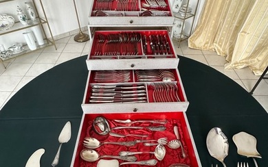 WISKEMANN, Brüssel - Belgien - riesiges, 120er versilbertes Besteck - Cutlery set for 12 (176) - Rococo - Silver plated