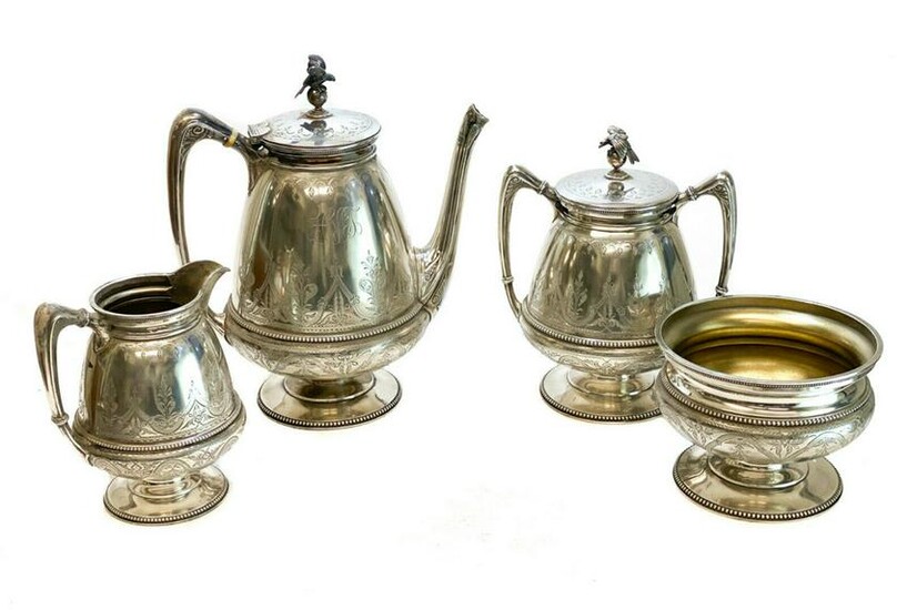 Whiting Sterling Silver 4 Piece Tea Serving Set