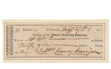 William Henry Harrison Signed Check