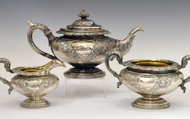William IV Scottish silver three-piece tea set