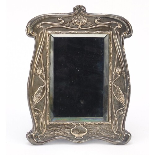 William Neale & Sons, Art Nouveau silver easel mirror with b...