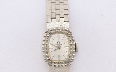Woman's Omega Watch In Solid 18k White Gold