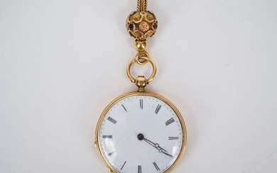 Yellow gold collar watch and waistcoat. The reverse side has...