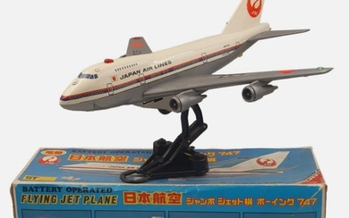 Yonezawa Tin Toy Airplane Japan Airlines JAL Boeing 747 Jumbo Jet With Orig Box Made in Japan