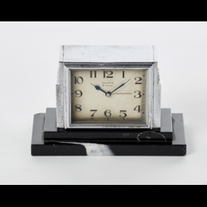 ZENITH Steal desk clock, with black marble base 1930s...