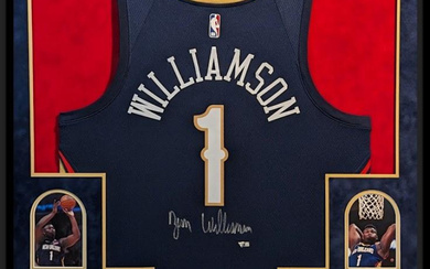 Zion WIlliamson Signed Pelicans Custom Framed Nike Jersey Display (Fanatics)