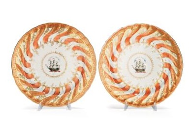 Two Rare Plates with Crests, Chamberlains Worcester, c. 1800
