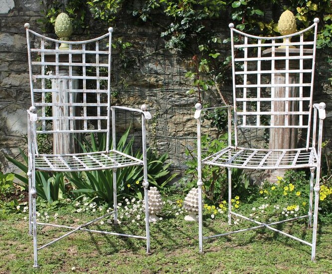 armchairs (2) - Iron (cast/wrought) - Mid 20th century