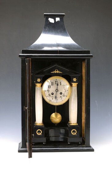 clock, Biedermeier, around 1830, in orig. showcase,...
