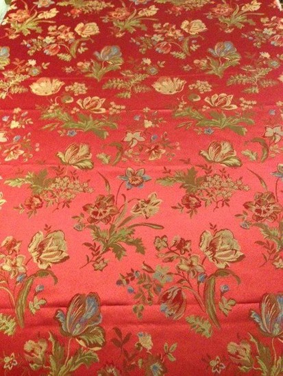 multi-colored decorations finished in gold - Louis XVI Style - cotton blend - Second half 20th century