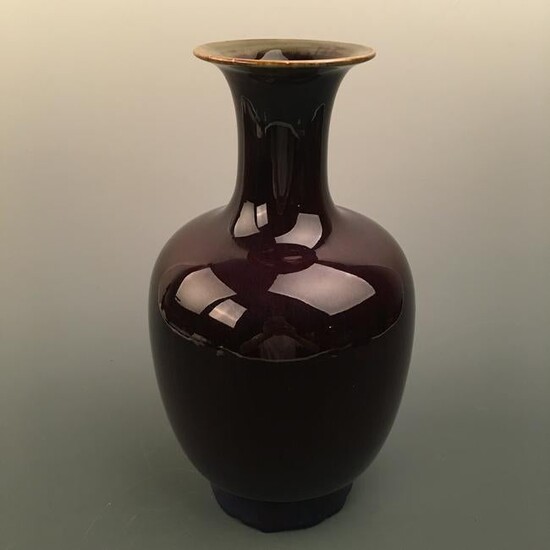 Chinese Flambe Glazed Vase, Kangxi Mark