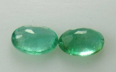0.85 Ct Genuine Zambian Emerald Oval Pair