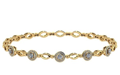 0.85 Ctw SI2/I1 Diamond Ladies Fashion 18K Yellow Gold Tennis Bracelet