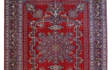 10 x 13 Hand Knotted Red Persian Wool Traditional Tabriz Rug