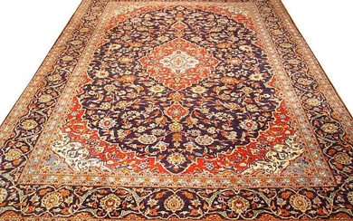 10 x 14 Semi Antique Persian Kashan Rug DARK BLUE