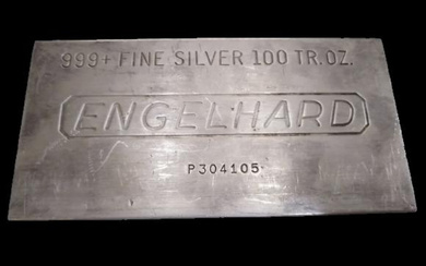 100 Troy oz .999 Engelhard Fine Silver Bar
