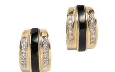 14kt Gold, Onyx, and Diamond Earrings