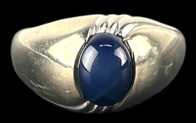 10K White Gold & Star Sapphire Men's Ring